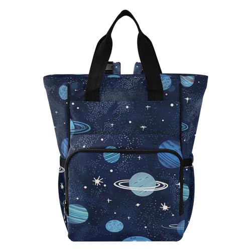 Image of xigua Blue Space Theme Diaper Bag Backpack Multi Function Baby Changing Bags Waterproof Large Capacity Travel Back Pack for Mom Dad