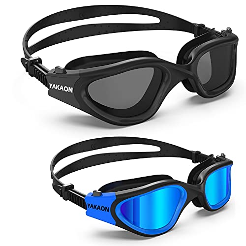 Swim Goggles, YAKAON Polarized Swimming Goggles, Anti-Fog Clear Vision No Leaking UV Protection Swim Goggles for Men Women Adult Youth Teens with Protective Bag