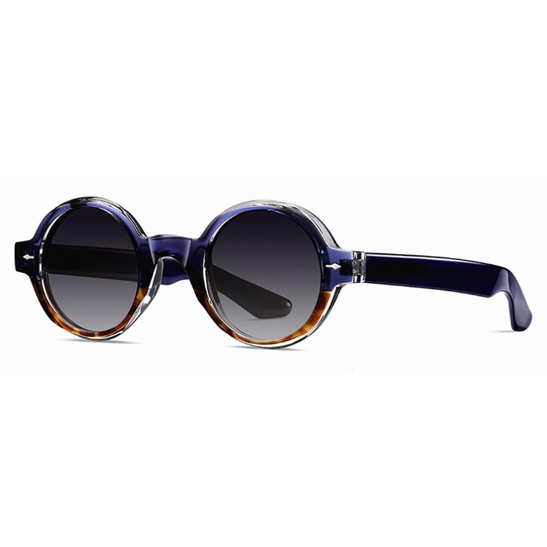 Occhiali da sole rotondi polarizzati retrò da uomo, montatura in acetato per donna, stile blu leopardato grigio