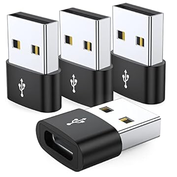 JXMOX Adaptador USB C fêmea para USB macho pacote com 4, conversor de cabo carregador tipo C para USB A para Apple Watch Ultra iWatch 8 SE, iPhone 11 12 13 14 15 16 Plus Pro Max, iPad Air 4 Mini 6,
