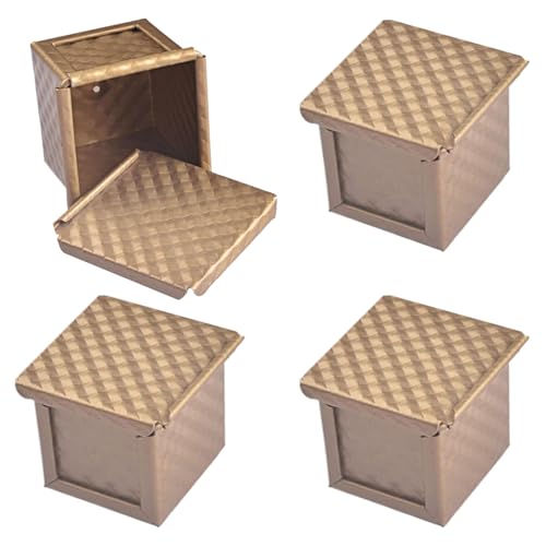 Dbvnnsy 4pcs 2.4 × 2.4 pulgadas Mini Pullman Pan Ban con tapa, moldes de pan corrugado antiadherente con orificios de ventilación inferior, ideal para de cubo, de sándwich, pastel y tostadas par