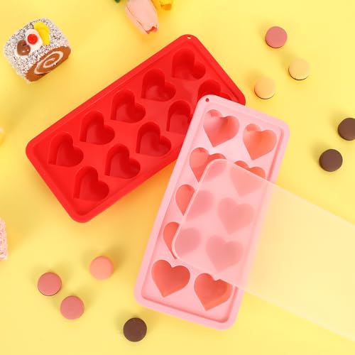 4 Pcs Heart Shaped Ice Cube Trays with Lids Set 10-Cavity Holes Pink Red Silicone Heart Cube Molds for Valentine’s Day Wedding Anniversary Whiskey Cocktail Fun Shapes Ice Cubes Chocolate Candy by Zoketriton - Image 4
