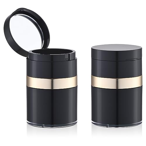 Airless Pump Jars with Mirrors 1 oz, Lotion Dispenser, Moisturizer Container, Push Container for Cream, Skin Care(30ml, Black & Gold)