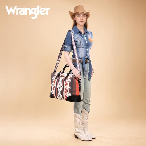 Wrangler Western Travel Weekender Bag Designer Aztec Duffel Bags for Women, Black4