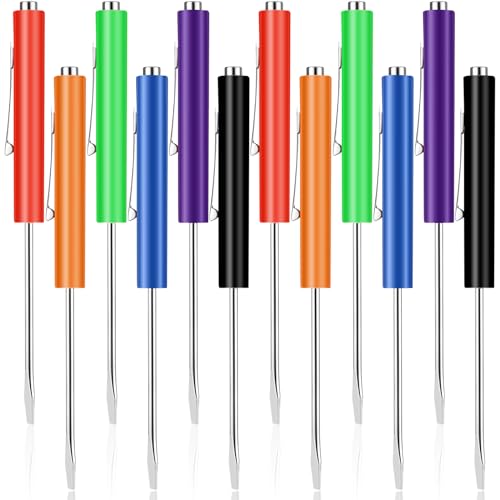 Image of 12 Pieces Pocket Screwdriver Mini Tops And magnetic pocket screwdriver with A Single Blade Head for Mechanical, Electrician (Colorful)