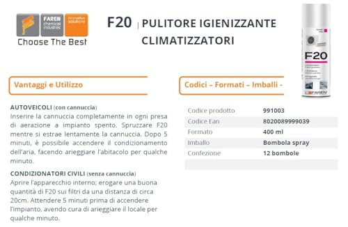 Faren F20 zmywacz do klimatyzacji w domu i samochodzie, przyjemnie pachnący na bazie alkoholu, 400 ml (2)