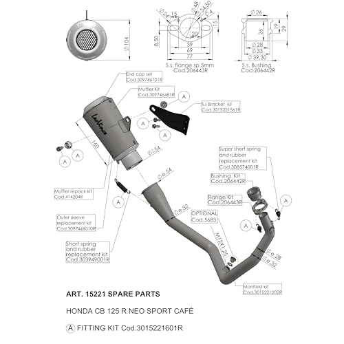 Auspuffhalterung Ersatzteil Set LeoVince Haltesatz Auspuffanlage, Edelstahl für Honda CB 125 R