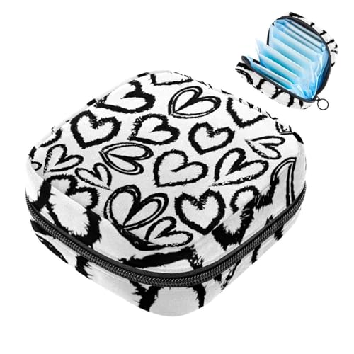 Linee Nere Cuori Seamless Pattern