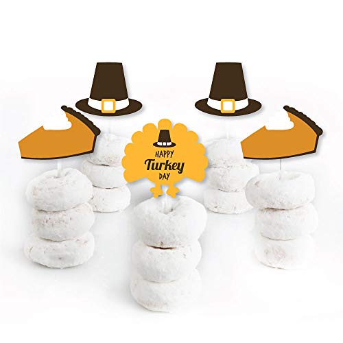 Big Dot Of Happiness Happy Turkey Day - Dessert Cupcake Toppers - Thanksgiving Clear Treat Picks - Set Of 24 #TOP1