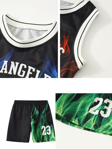 Image of Boys' Active Shorts Set 6 Pieces Athletic Jersey Tank Top and Basketball Shorts Set 4-12Y