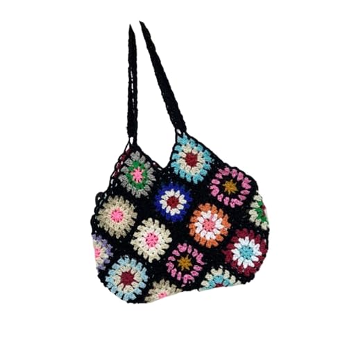 Imagen de EWUHYFP Bolsos Tejidos Crochet Bolso de mano floral ganchillo hecho a for mujer