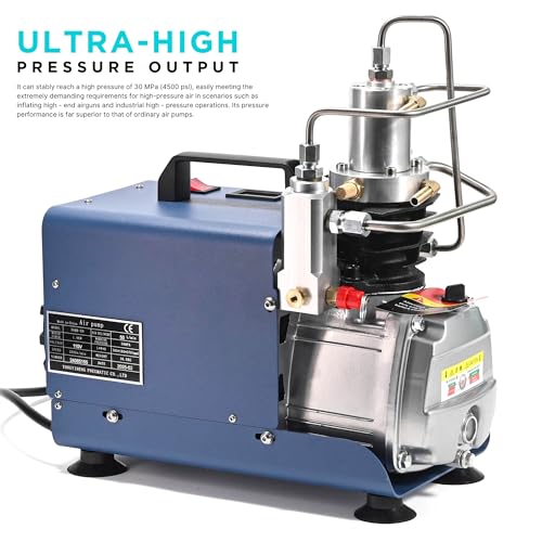 Image of Air Compressor, YONG HENG Electric High Pressure PCP Air Pump with Auto Shut-off, 30Mpa 4500 PSI Air Pump for Paintball Airgun Scuba Air Rifle Fill Station for Fire Fighting Diving