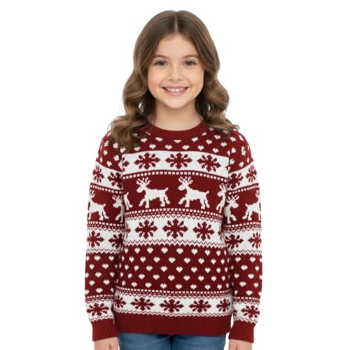 Pull de Noël tricoté enfants doux qui ne gratte pas motif rennes