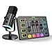 FIFINE XLR Streaming Micrófono Dinámico de Podcast, Mezclador de Audio, RGB Streaming Gaming Audio Mixer PC con Interfaz de XLR (AM8 + SC3)