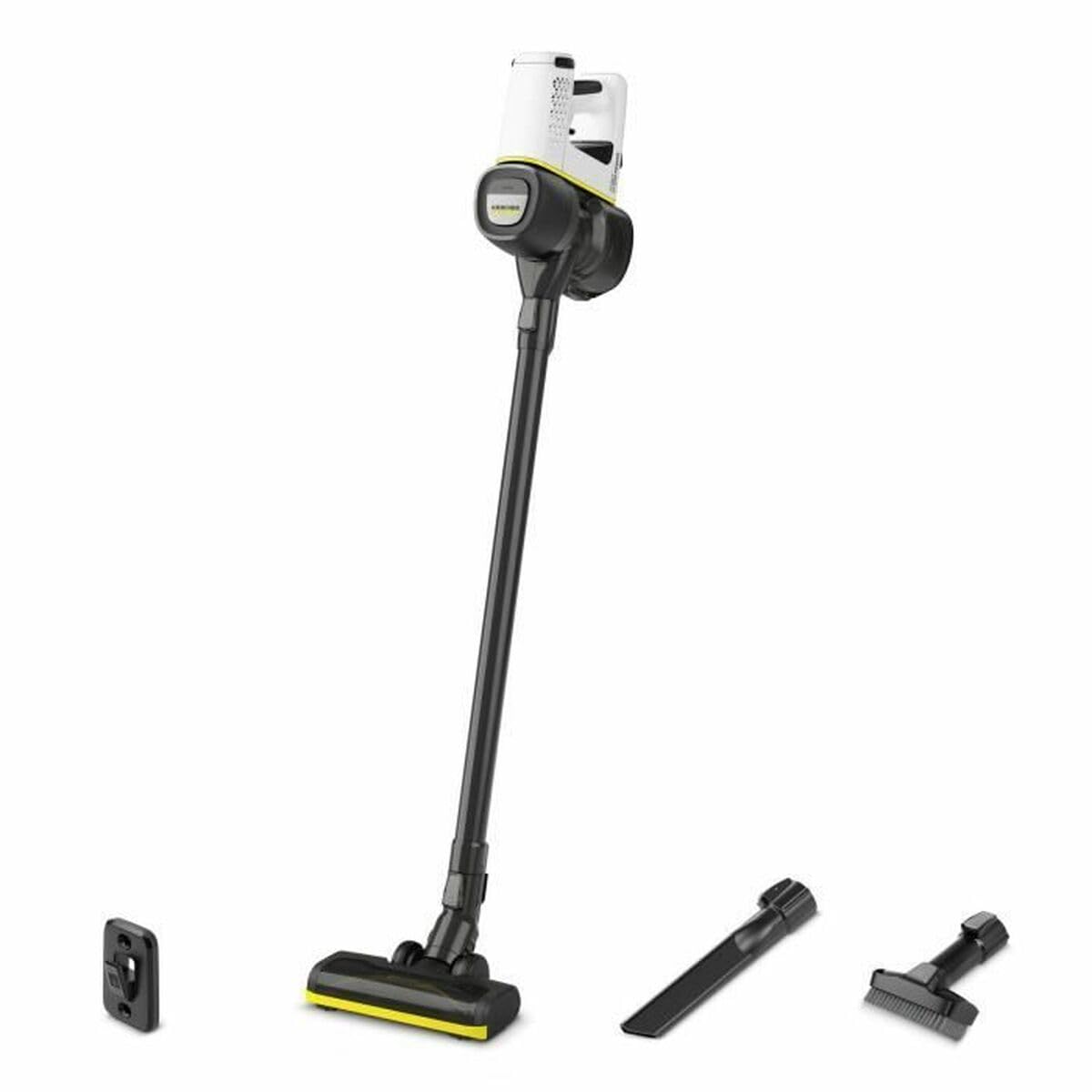 KÄRCHER Aspirador a batería VC 4 Cordless myHome, 2 Niveles aspiración, batería 21.6 V, autonomía por Carga 30 min Aprox., Peso 2.3 kg, Cargador, Soporte Pared, boquillas Suelo y Ranuras