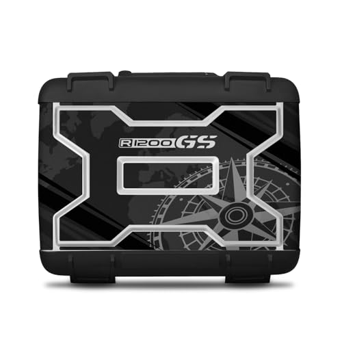  Az Graphishop Adesivi Valigie Per Modello Vario Compatibile con Bmw R 1200 GS 2006-2012 Protezione dai Graffi VV1-002-NWS (Black Storm, Destra + Sinistra + Top Case)