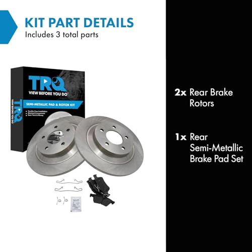 Image of TRQ Rear Brake Pad and Rotor Set Semi Metallic Rotors | For 2007-2015 Mazda 5