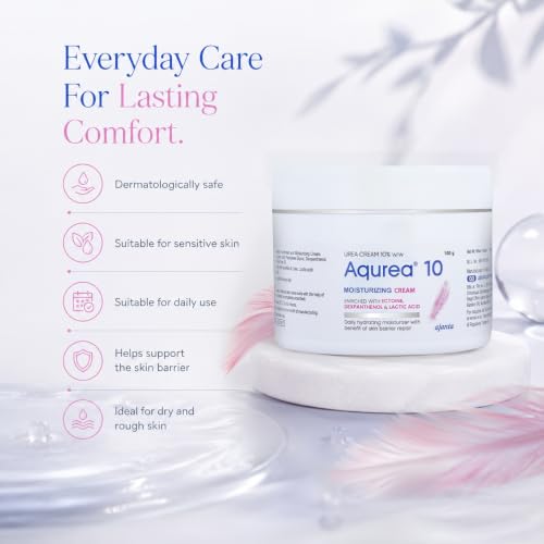 Image of AQUREA Cream 10% - Deep Moisturising & Exfoliating Cream for Dry, Rough & Thickened Skin with Triple Action Hydration, Keratolytic & Barrier Repair - Dermatologically Safe - 100gm