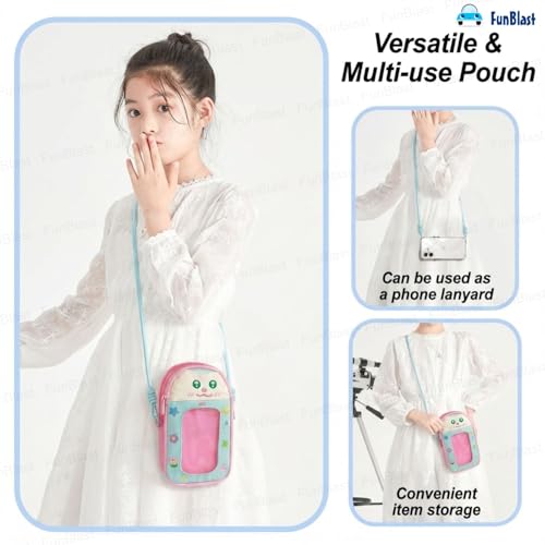 Image of FunBlast Pencil Pouch for Kids, Girls - Large Capacity Multipurpose Stationery Zipper Pouch with Hanging Strap for Kids & Adults, Kawaii Aesthetic Pencil Case Organizer for Girls (Pink-)