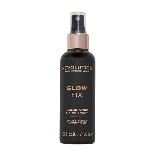 Makeup Revolution - Spray fijador iluminador Glow Fix, acabado brillante, hidratante e iluminador para cara, vegano y libre de crueldad, 3.38 onzas