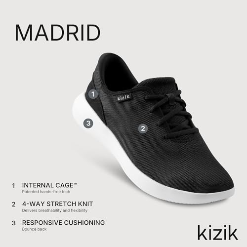 Image of Kizik Madrid Slip On Sneakers: Comfortable All-Day Wear, Hands Free Convenience, Mens & Womens Walking Shoes with Arch Support, Wide Toe Box Available