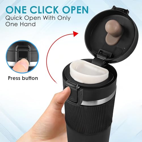 Image of CORPORATE PORIUM Name Customised Stainless Steel Coffee Mug 500ml | Double Wall Grip Coffee Mug Steel from Inside | Hot & Cold for 4 Hours | Office Coffee Cups