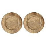 Natural Wooden Chargers for Dinner Plates Set of 2 - Decorative 13 Inch Round Wood Placemats for Dining Table DΓ©cor, Wedding, Party, Family Gathering, Christmas, New-Year, Events, & Everyday Use