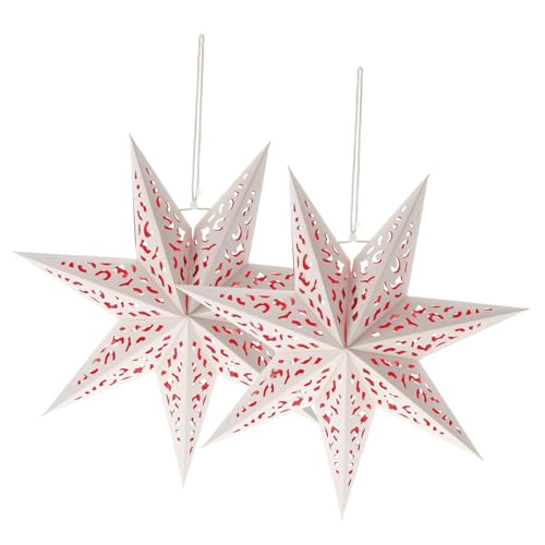 VILLCASE 2 Piezas luces de estrellas envueltas papel condujo con luces fiesta lampara colgante candeeiro suspenso pantallas de lámparas huecas cubierta de linterna en forma de estrella