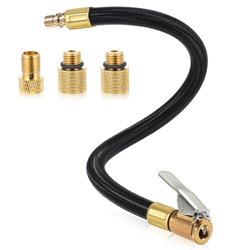 FdcZeyxior 12'' Tire Inflator Hose Replacement, Tire Inflator Adapter with Presta Valve, Hose Connector for Air Compressor, High-Pressure Tube Car Motorcycle Maintenance Accessories