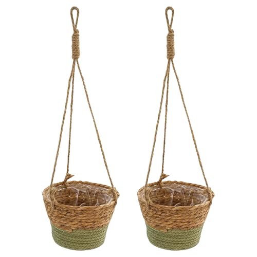 Muwugui Paniers à d'Intérieur | Lot de 2 Supports en Rotin Style Boho | Panier à Tressé Pots de Jardin | pour Jardin Extérieur, Terrasse, Balcon, Bureau, Maison de Campagne et Orchidée