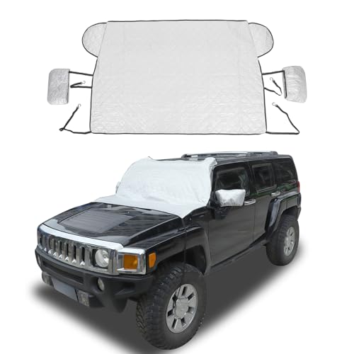 Image of Windshield Snow Cover Fit for Hummer H3 2005-2009, Front Windshield Cover for Ice and Snow, Auto Extra Thick Windshield Ice Cover Protects Windshield Wipers from Rain, Sun, Frost