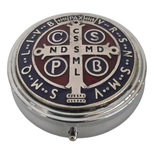 Porta Terço São Bento, Estojo Religioso Delicado para Terço, Lembrancinha de Fé Católica, Design Medalha de São Bento