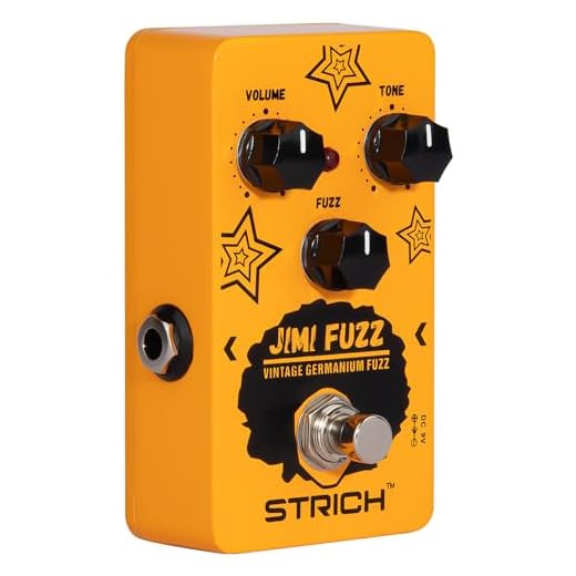 STRICH Jimi Fuzz Pedal – Mini Fuzz para guitarra eléctrica compacta, sonido clásico, True Bypass, vol/tono/controles de ganancia ajustables, Naranja