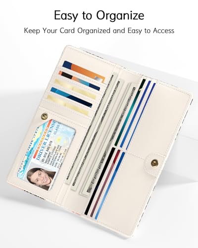 Image of Nipichsha Womens Wallet, RFID Slim Wallets for Women, Thin Ladies Credit Card Holder Purse, Cute Leather Bifold Clutch Billfold with 11 Card Slots & ID Window, Boho Leopard Print