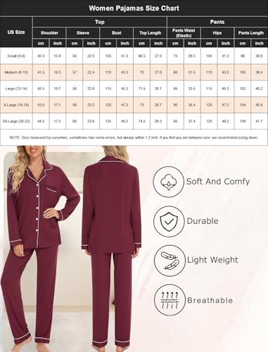 Image of Pjmlifecoco Pajamas Set Long Sleeve Womens Button Down Sleepwear Two Piece Nightwear Soft Pj Lounge Sets S-XXL