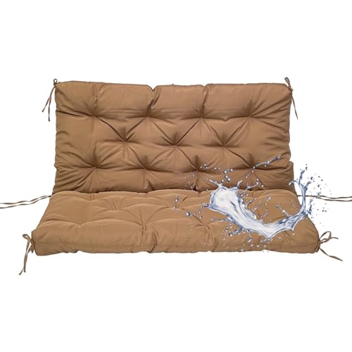 Cojín para Banco, Colchoneta Banco Jardin con Respaldo, Cojín para Columpio con Lazos para Jardín Terraza Balcón Exterior(Dark Brown,39.37x39.37x3.93in)