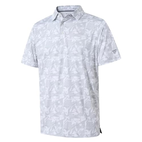 Image of Golf Shirts for Men Dry Fit Short Sleeve Print Performance Moisture Wicking Polo Shirt