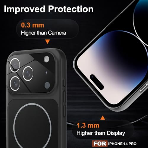 Image of SHINESTAR Premium Luxury Case Compatible with iPhone 14 Pro | Protective Back Cover with Camera Lens Safety | Wireless Charging Support | Slim Fit Durable Design | Enhanced Grip Protection Black