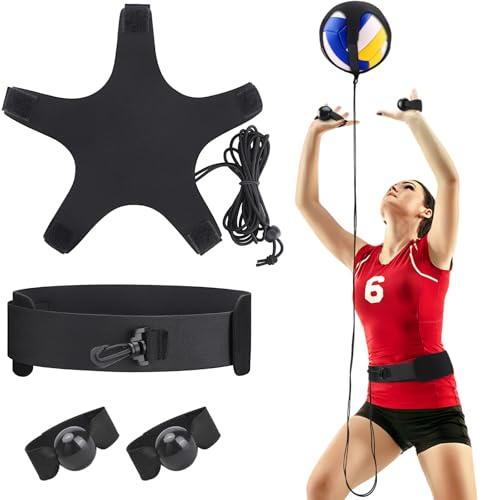 TOBWOLF Volleyball-Trainingsgerät, elastisches Selbsttrainings-Volleyball-Widerstandsband mit verstellbarem Hüftgurt, Balltasche, Handgelenkschlaufe für Aufschlag, Spiking, Armschwung-Pass-Übungen TOBWOLF Volleyball-Trainingsgerät, elastisches Selbsttrainings-Volleyball-Widerstandsband mit verstellbarem Hüftgurt, Balltasche, Handgelenkschlaufe für Aufschlag, Spiking, Armschwung-Pass-Übungen