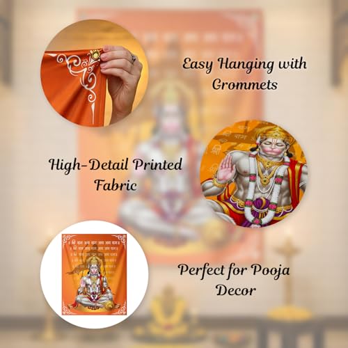 Image of Special You Hanuman Backdrop Cloth for Decoration Pooja Room Decoration Items, Back Drop Curtain for Decorations, Mandir Decorations Item for Home Decor Items