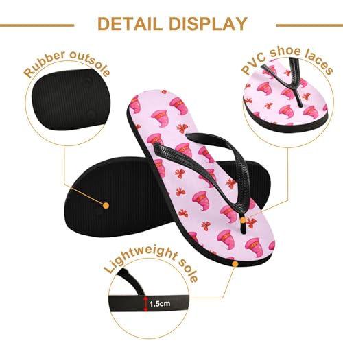 Burbuja Pink Witch Hats Flip Flops for Women Men, Soft Thong Sandals Rubber Slippers for Pool Beach Essentials3