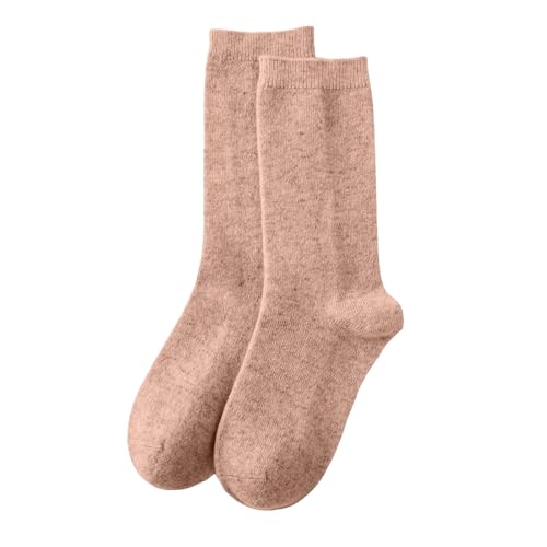 Calcetines casuales de lana cálida para mujer, color liso, media pantorrilla, calcetines de Navidad, talla L, café, Altoa única