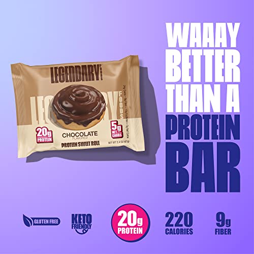 Legendary Foods 10053 High Protein Snack - Chocolate Sweet Roll, 20 Gr Protein Bar Alternative, Low Carb Food, Low Sugar - Gluten Free Keto Breakfast Snacks thumb #3