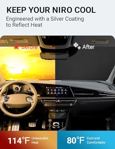 Image of Proadsy 2026 Upgrade Front Windshield Sun Shade Foldable Sunshade Protector Custom Fit 2017-2022 Kia NIRO Accessories