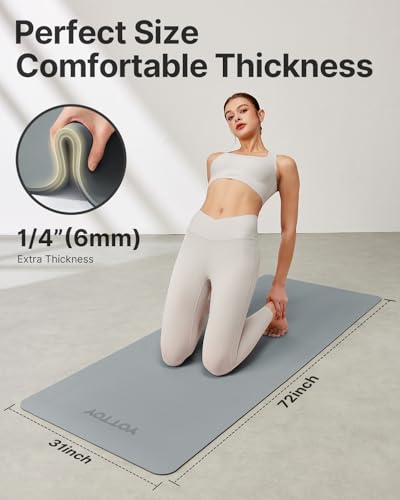 Image of Yoga Mat,Non-Slip TPE Exercise Mat(1 /4 Inch) for Pilates, Fitness & Barefoot Workouts, Home Gym Studio with Strap & Bag