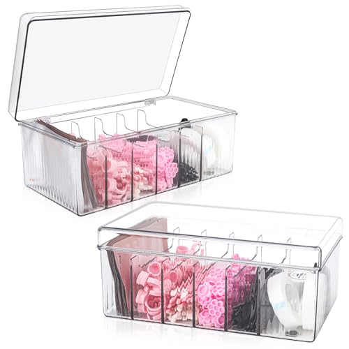 2Pcs Lash Cart Organizer For Lash Techs Acrylic Lashes Extension Organizers and Storage for Do Your Own Lash and Brows at Home Clear Container for False Eyelash Supplies Separated Lash Organizer Box
