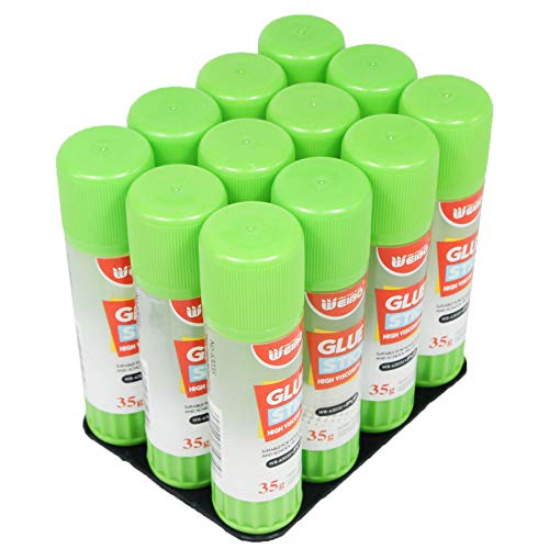 weibo Super Glue Stick Bulk, Dries Clear, Non-Toxic, Wrinkle Resistant, Flexible and Crack Resistant, Strong Hold Adhesive for Kids Crafts(12 Pack, 1.2 oz.)