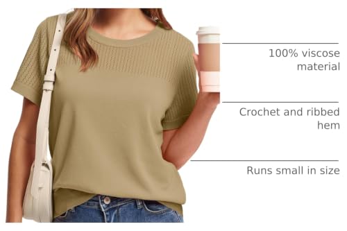 Image of WIHOLL Short Sleeve Sweater for Women Trendy Summer Tops 2026 Early Spring Fashion Business Casual Outfits