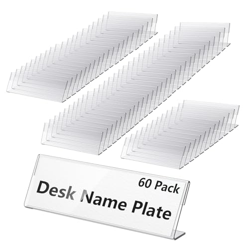 60 Pcs Acrylic Name Plates for Desk 2 X 8 Inches Name Tents...