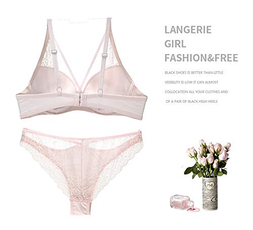 Swbreety Women Lace Babydoll Bra And Panty Set Bow-Knot Lingeries Underwear Pink thumb #2